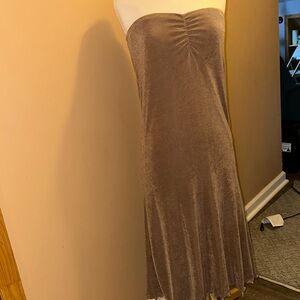 Strapless cider dress, lovely shiny brown, sparkles